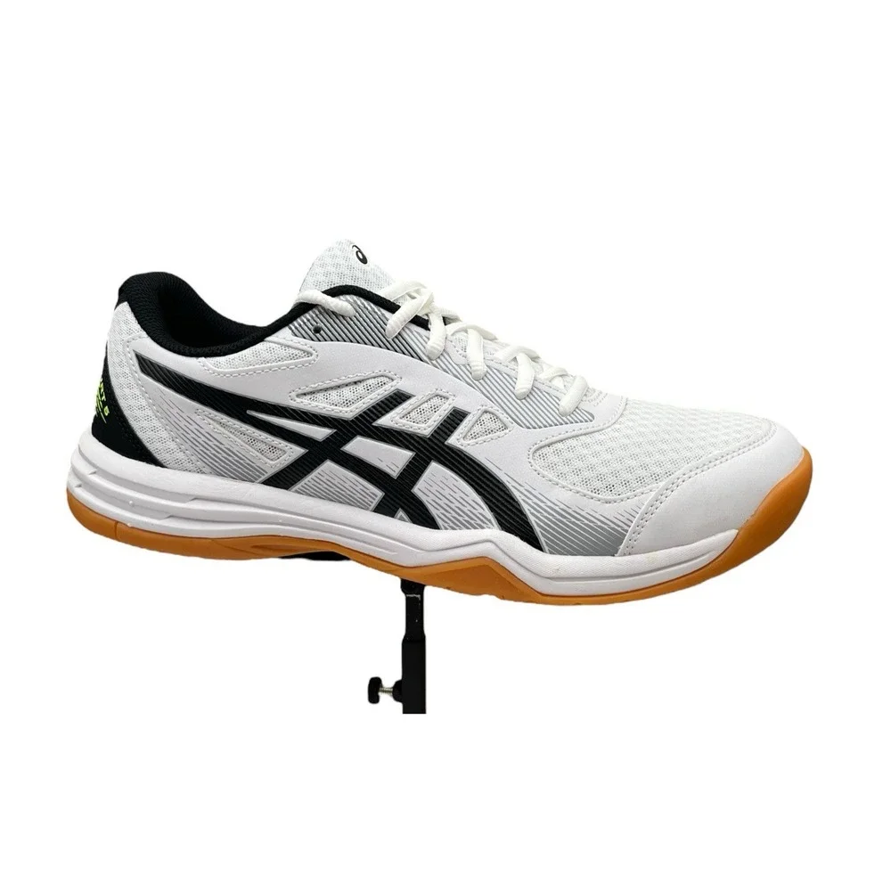 Asics Upcourt 5 Mens Volleyball Shoes Size 8 White Safety Yellow‎ Black Gum Sole